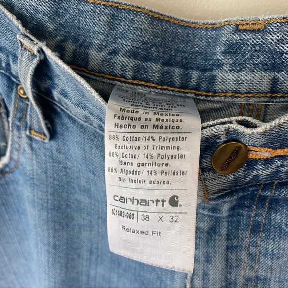 Carhartt relaxed fit distressed straight leg jeans size 38x32 - Picture 7 of 16